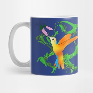 Hummingbird in Hot Orange Colors - Line Art Mug